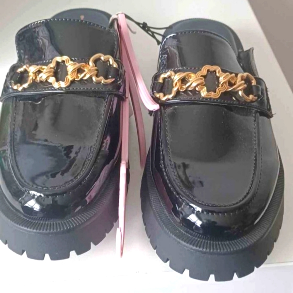 Womens patent Leather Chunky Mules size 9